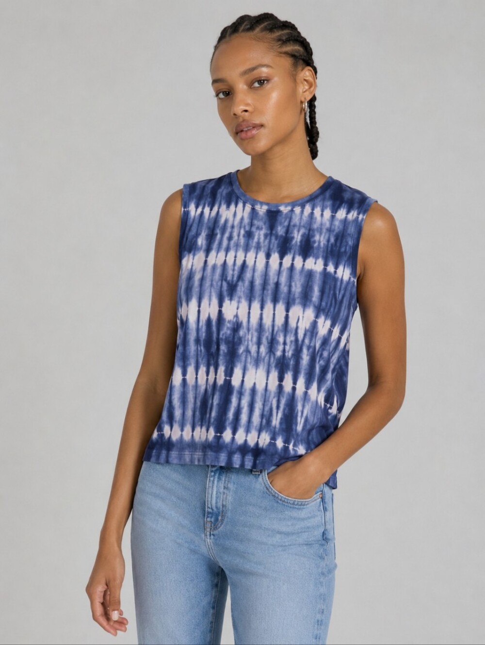Gap Tie-Dye Indigo "Shrunken Tank" Top Women's Large